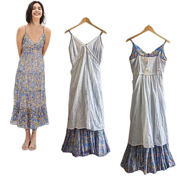 NWT Anthropologie VERB Pallavi Singhee Vineyard Tiered Floral Maxi Sundress Sz10 - Picture 4 of 9